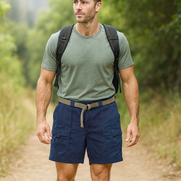 St. John's Bay Other - ST. JOHN’S BAY Belted Hiking Shorts 50 Big & Tall Navy Cargo Cotton NEW